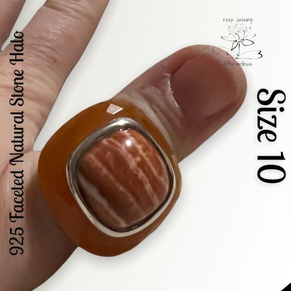 925 Orange Natural Stone Ring Size 10 by Whitney Kelly - Picture 5 of 11